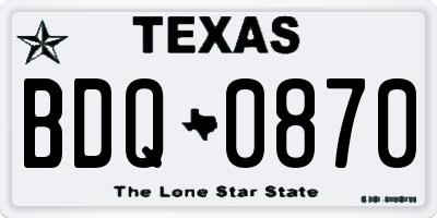 TX license plate BDQ0870