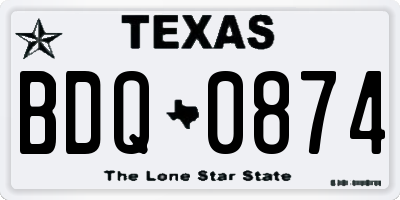 TX license plate BDQ0874