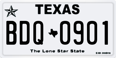 TX license plate BDQ0901