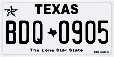 TX license plate BDQ0905
