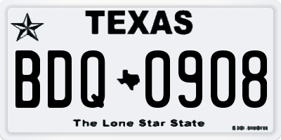 TX license plate BDQ0908