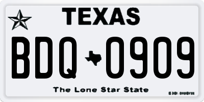 TX license plate BDQ0909