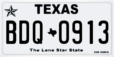 TX license plate BDQ0913