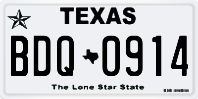 TX license plate BDQ0914