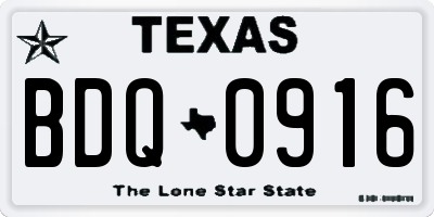 TX license plate BDQ0916