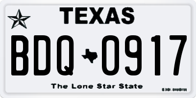TX license plate BDQ0917