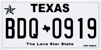 TX license plate BDQ0919