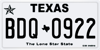 TX license plate BDQ0922