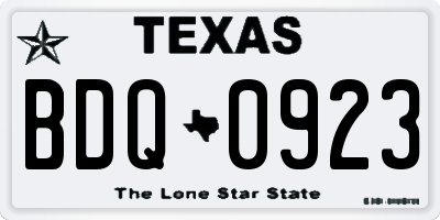 TX license plate BDQ0923