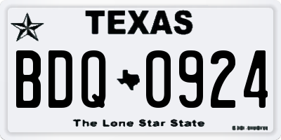TX license plate BDQ0924
