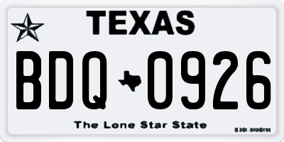TX license plate BDQ0926