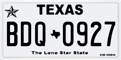 TX license plate BDQ0927