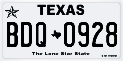 TX license plate BDQ0928