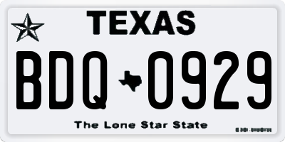 TX license plate BDQ0929