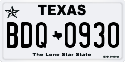 TX license plate BDQ0930