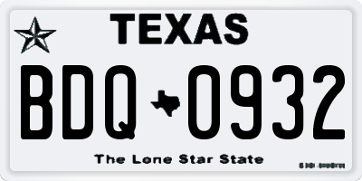 TX license plate BDQ0932