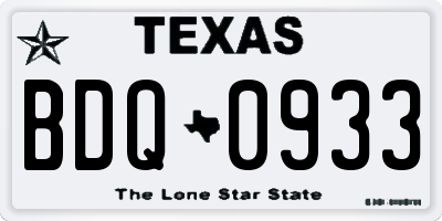 TX license plate BDQ0933