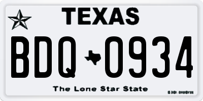 TX license plate BDQ0934