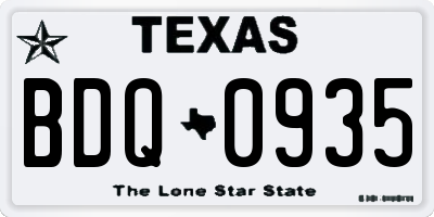 TX license plate BDQ0935