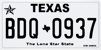 TX license plate BDQ0937