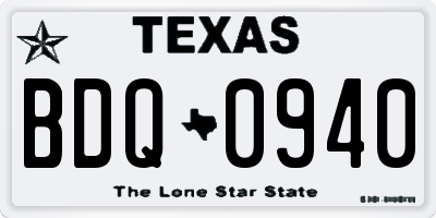 TX license plate BDQ0940