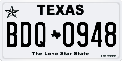TX license plate BDQ0948