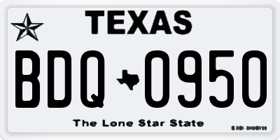 TX license plate BDQ0950