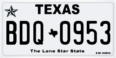 TX license plate BDQ0953