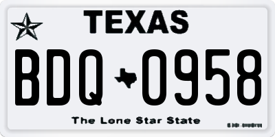 TX license plate BDQ0958