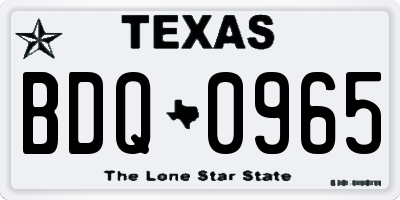 TX license plate BDQ0965