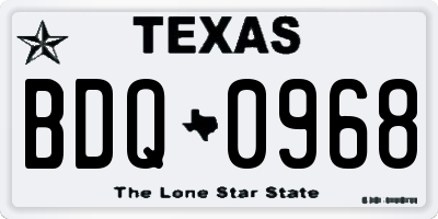 TX license plate BDQ0968