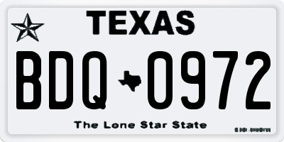 TX license plate BDQ0972