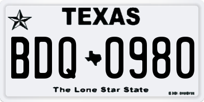 TX license plate BDQ0980