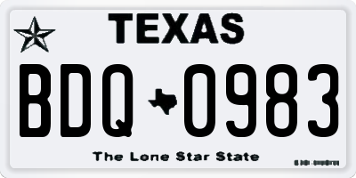 TX license plate BDQ0983
