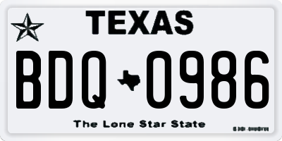 TX license plate BDQ0986