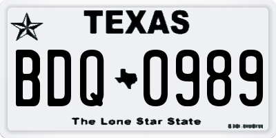TX license plate BDQ0989