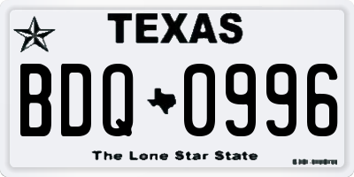 TX license plate BDQ0996