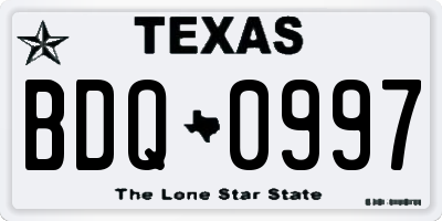 TX license plate BDQ0997