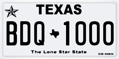 TX license plate BDQ1000