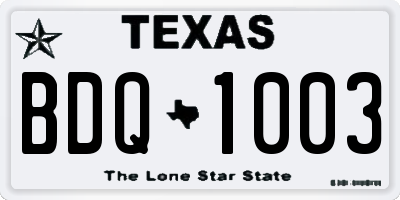 TX license plate BDQ1003