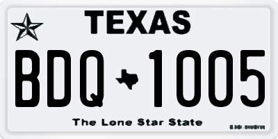 TX license plate BDQ1005