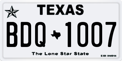 TX license plate BDQ1007