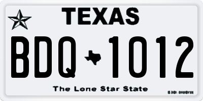 TX license plate BDQ1012