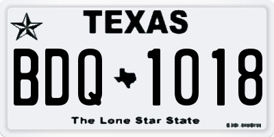 TX license plate BDQ1018
