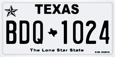 TX license plate BDQ1024