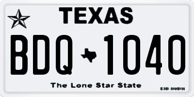 TX license plate BDQ1040