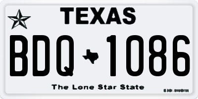 TX license plate BDQ1086