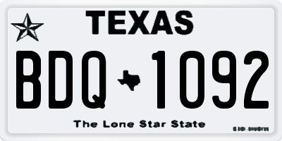 TX license plate BDQ1092