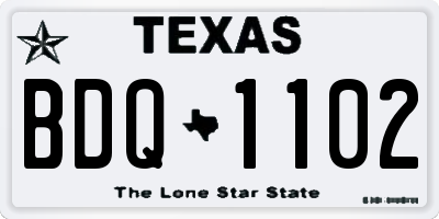 TX license plate BDQ1102