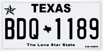 TX license plate BDQ1189